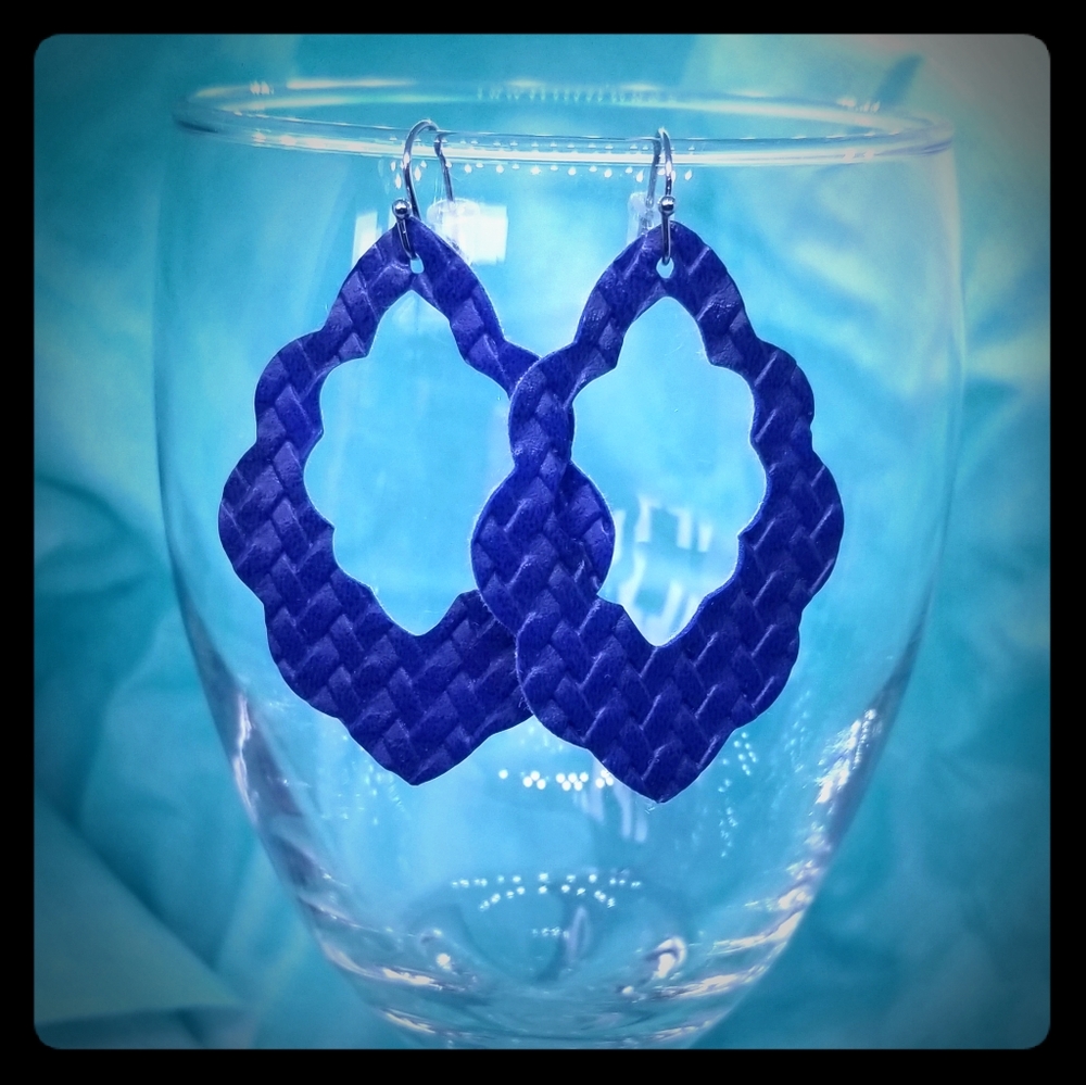 Navy Scalloped Earrings